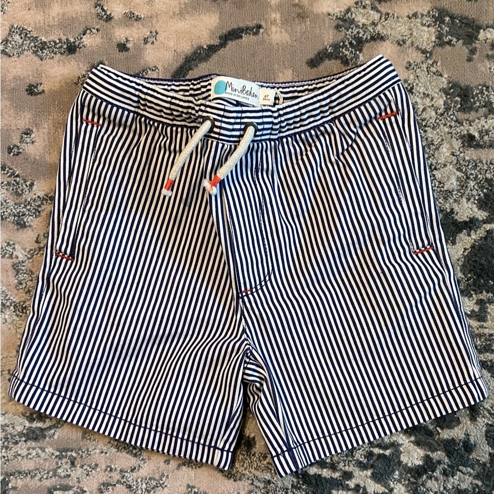 Boden Blue and White Striped Shorts